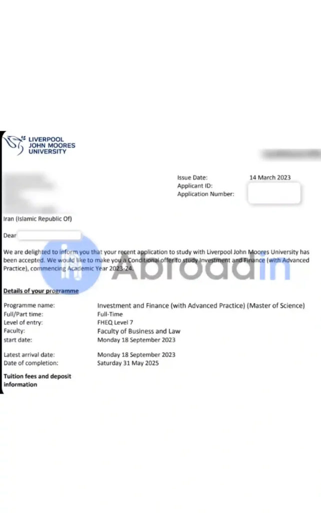 دانش مالی، Liverpool john moores university انگلستان