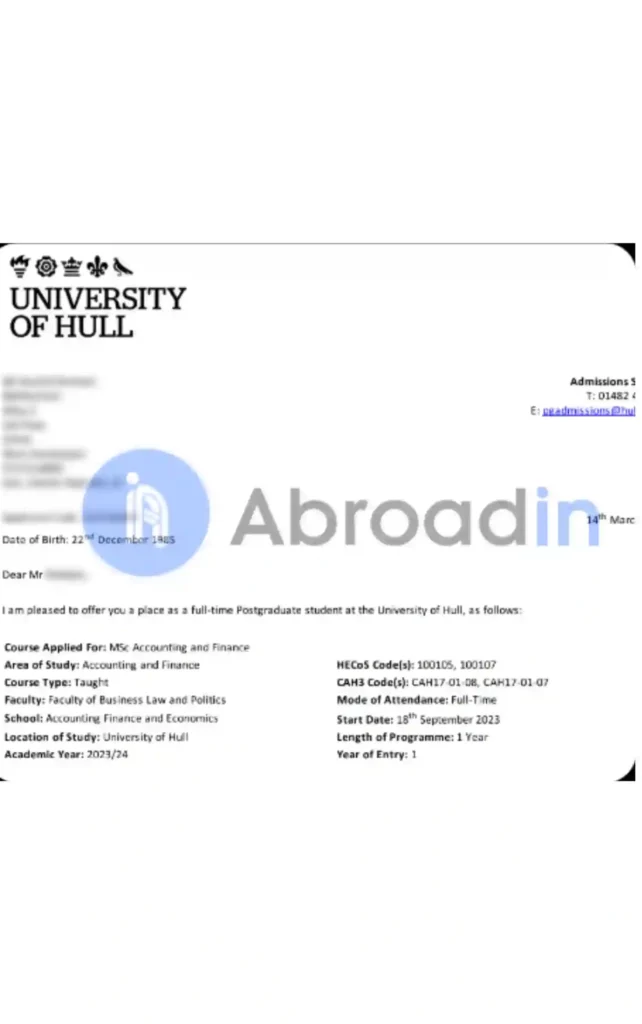 حسابداری، university of hull انگلستان