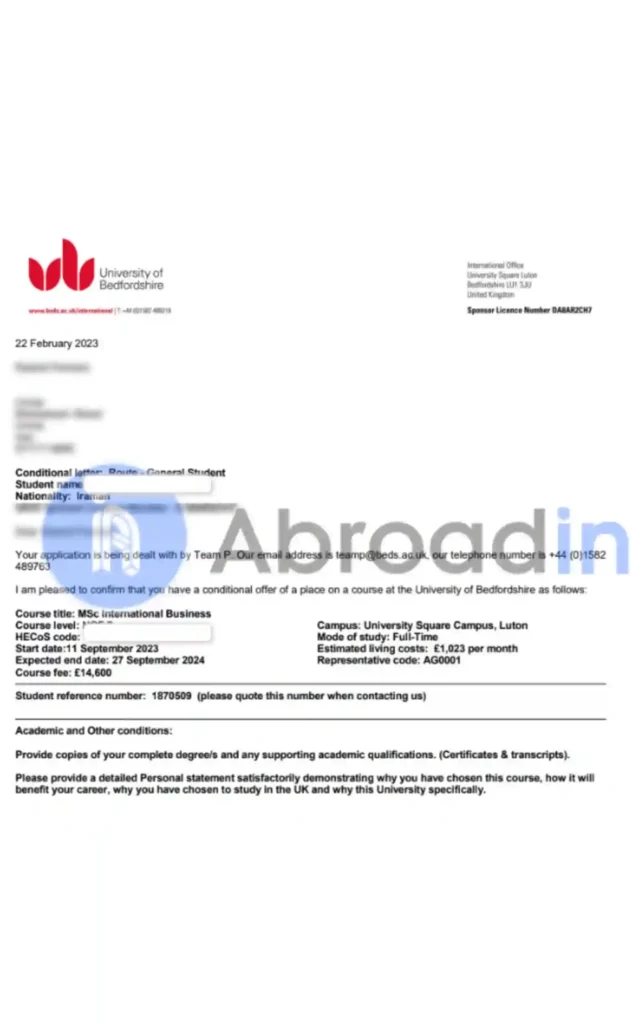 تجارت بین الملل، University of Bedfordshire انگلستان