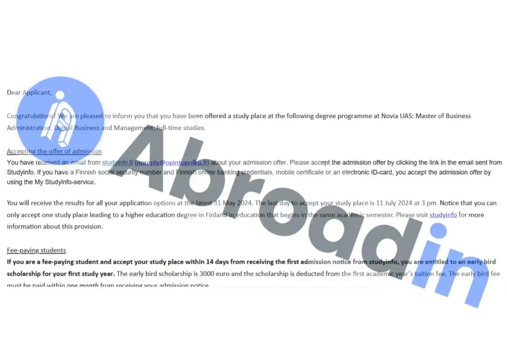 مدیریت کسب و کار، Novia university فنلاند