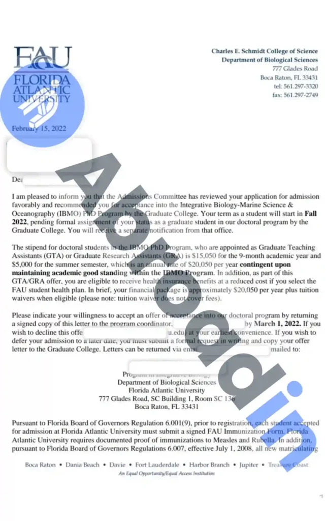 بیولوژی اقیانوس، Florida Atlantic University آمریکا