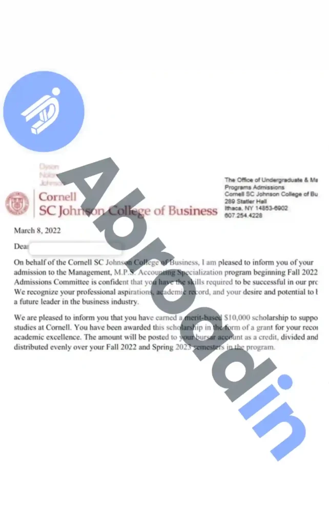 مدیریت، Cornell SC Johnson College of Business آمریکا