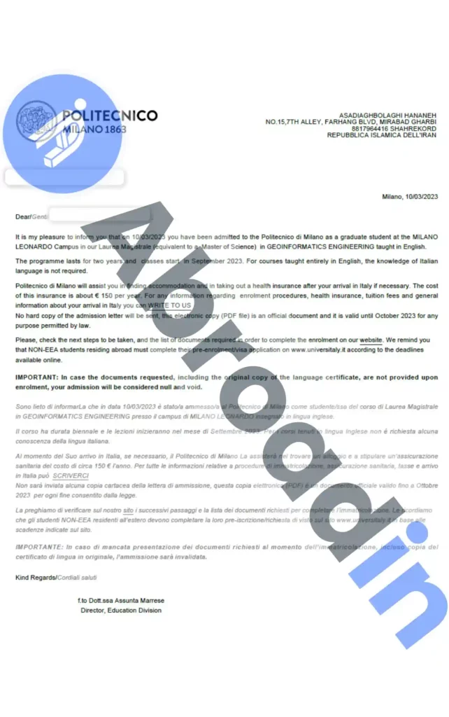 مهندسی ژئوانفورماتیک، دانشگاه میلان ایتالیا
