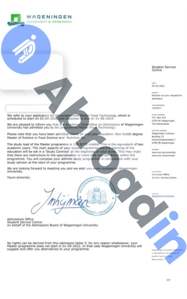 علوم تغذیه، Wageningen University & Research هلند