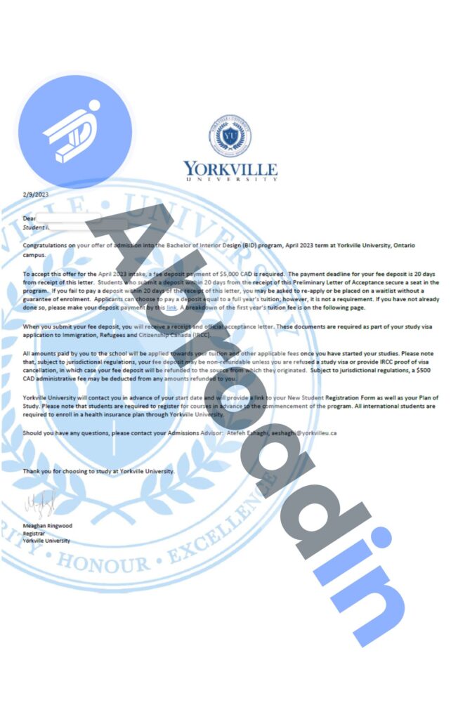 طراحی داخلی، Yorkville University کانادا